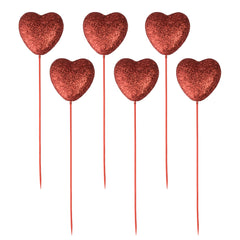 Valentine's Foam Glitter Heart Picks