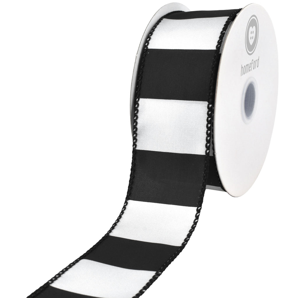 Classic Wide Horizontal Stripes Wired Ribbon, 10-yard