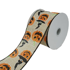 Halloween Jack O' Lanterns with Witch Hats Ribbon, 2-1/2-Inch, 10-Yard