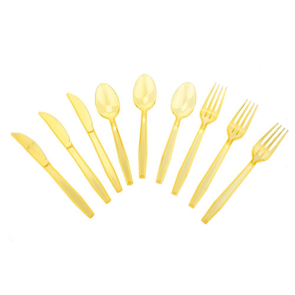 Transparent Plastic Cutlery, Assorted Sizes, 24-Piece
