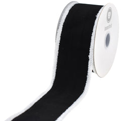 Christmas Velvet Fuzzy Edge Wired Ribbon, 10-yard