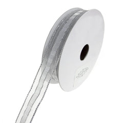 Sheer Metallic Iridescent Edge Natalia Ribbon, 5/8-Inch, 25-Yards