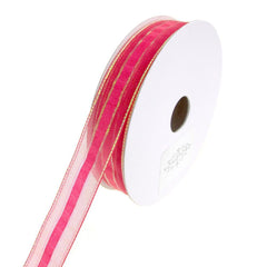 Sheer Metallic Iridescent Edge Natalia Ribbon, 5/8-Inch, 25-Yards