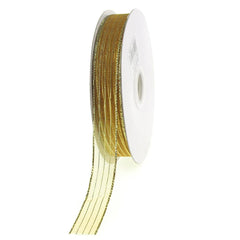 Sheer Metallic Stripe Corsage Ribbon, 5/8-inch, 50-yard