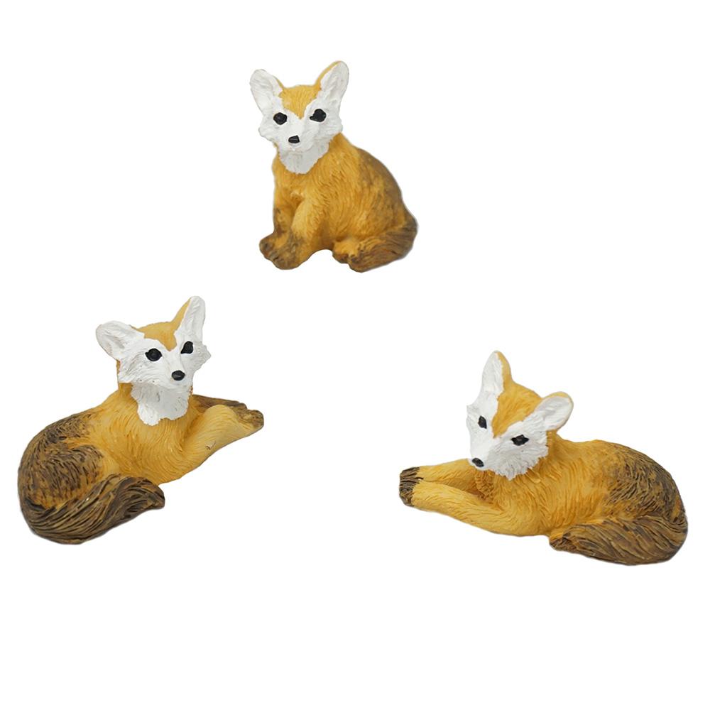 Mini Fox Resin Figurines, Assorted Sizes, 3-Piece