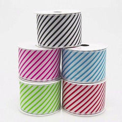 Iridescent Candy Striped Ribbon, 2 1/2-Inch, 10 Yards