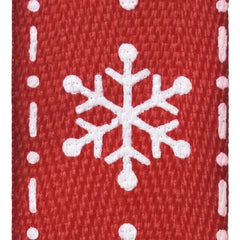 Christmas Snowflake Herringbone Grosgrain Ribbon, 7/8-inch, 10-yard