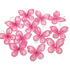 Organza Nylon Glitter Butterflies, 2-inch, 20-count