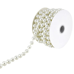 Plastic MOT Pearls Garland Ribbon, 10mm, 6 Yards