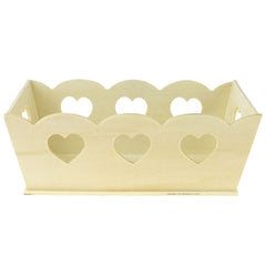 Wooden Craft Scalloped Heart Cutouts Tray Set, Assorted Sizes, 3-piece