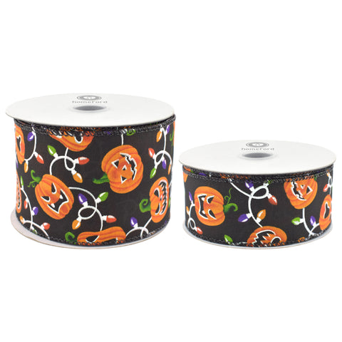 Halloween Jack-O'-Lantern Lights Stain Ribbon, 10-yard