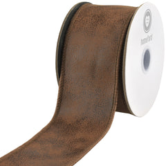 Deluxe Double Sided Leather Wired Ribbon, 5-yard