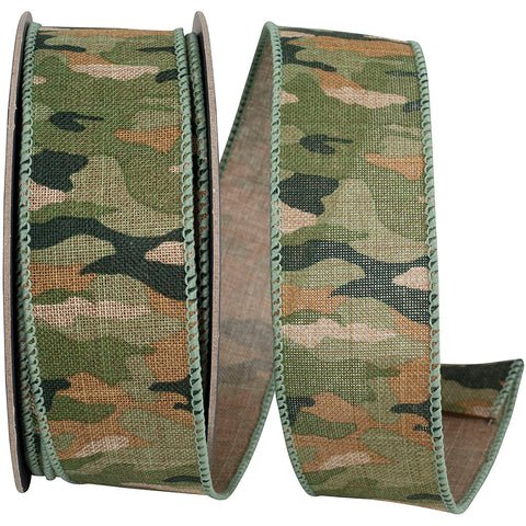 Camouflage Wired Edge Ribbon, 10-yard