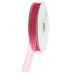 Sheer Metallic Stripe Corsage Ribbon, 5/8-inch, 50-yard
