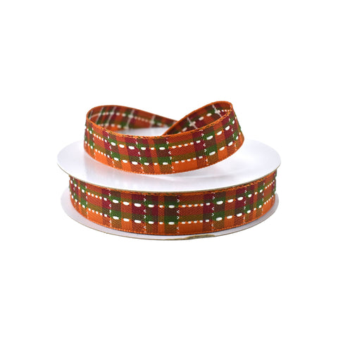 Cider Plaid Wired Autumn Fall Ribbon, 5/8-Inch, 10-Yard