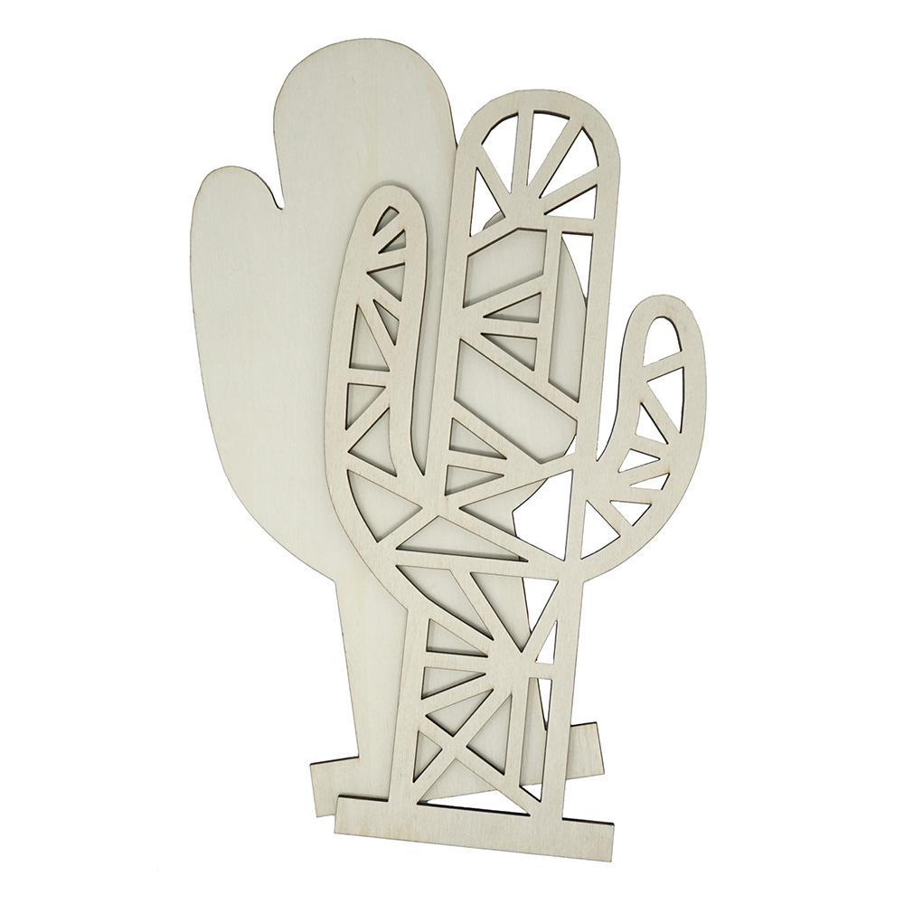 Wood Cactus Craft Pattern Shapes, Natural, 2-Piece