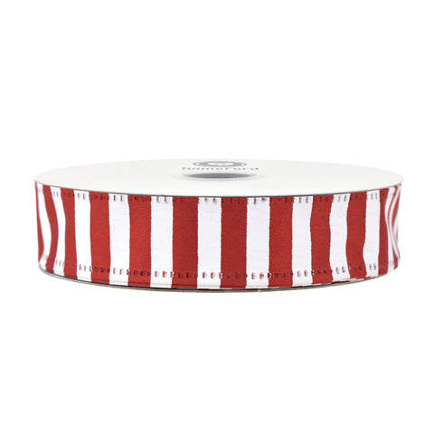 Christmas Candy Cane Stripes Satin Wired Ribbon, 7/8-inch, 10-yard