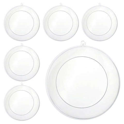 Fillable Plastic Clear Ball Ornament With Opening, 4-3/4-Inch, 6-Count