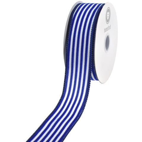 Flocked Stripes Satin Wired Ribbon, 1-1/2-inch, 10-yard