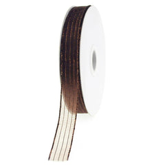 Sheer Metallic Stripe Corsage Ribbon, 5/8-inch, 50-yard