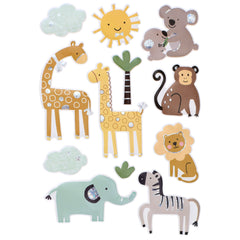 Animals Puffy Foil 3D Craft Stickers, 2-1/4-inch, 22-piece