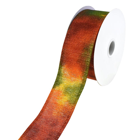 Glittered Gradient Wired Autumn Fall Ribbon, 10-yard