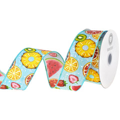 Summer Fruits Polka Dots Satin Wired Ribbon, 1-1/2-inch, 10-yard