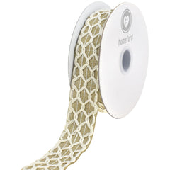Scallop Weave Burlap Faux Linen Wired Ribbon, 1-1/2-inch, 10-yard