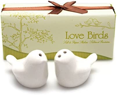 Ceramic Window Love Birds Favor Salt and Pepper, 2-inch