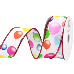 Party Balloons Celebration Wired Ribbon, 10-yard