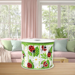 Spring Ladybugs on Leaves Wired Ribbon, 10-yard