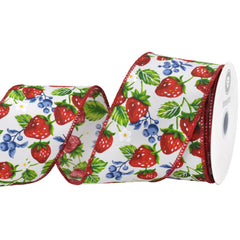 Spring Strawberries Blueberries Wired Ribbon, 10-yard