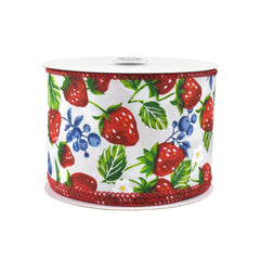 Spring Strawberries Blueberries Wired Ribbon, 10-yard