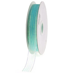 Sheer Metallic Stripe Corsage Ribbon, 5/8-inch, 50-yard