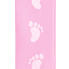 Baby Shower Footprint Pattern Satin Ribbon, 5/8-inch, 10-yard