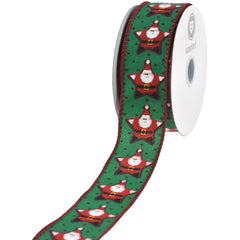 Christmas Star Shaped Santa Satin Wired Ribbon, 1-1/2-inch, 10-yard