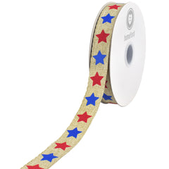 Patriotic Star Silhouettes Ribbon, 10-yard