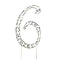Number Rhinestone Crystal Metal Cake Topper, Silver, 3-3/4-Inch