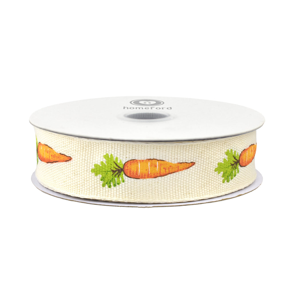 Easter Cottage Carrots Wired Ribbon, 10-yard