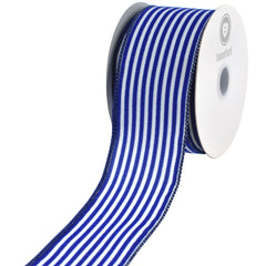 Flocked Stripes Satin Wired Ribbon, 2-1/2-inch, 10-yard