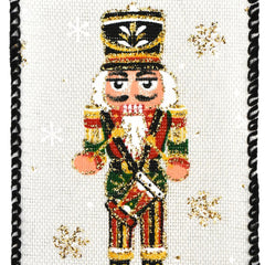 Christmas Nutcracker Harlequin Faux Linen Wired Ribbon, 2-1/2-inch, 10-yard