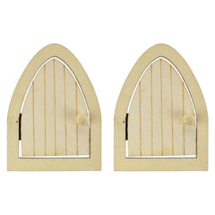Wooden Craft Archway Fairy Doors with Hinge, 3-1/16-inch, 2-count