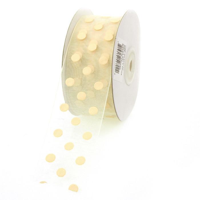 Polka Dot Organza Ribbon, 1-1/2-Inch, 25 Yards