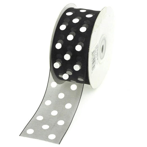 Polka Dot Organza Ribbon, 1-1/2-Inch, 25 Yards