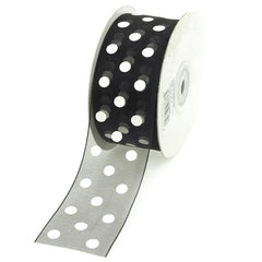 Polka Dot Organza Ribbon, 1-1/2-Inch, 25 Yards