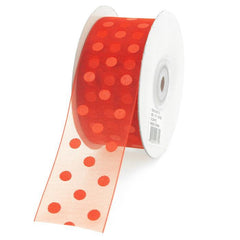 Polka Dot Organza Ribbon, 1-1/2-Inch, 25 Yards