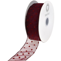 Organza Polka Dots Wired Ribbon, 2-Inch, 50-Yard