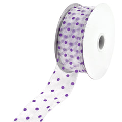 Organza Polka Dots Wired Ribbon, 2-Inch, 50-Yard