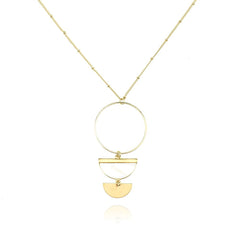 Pearlescent Semi Circle Pendant Necklace, 22-Inch