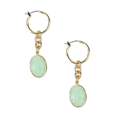Dangling Gemstone Hoop Earring, 2-Inch